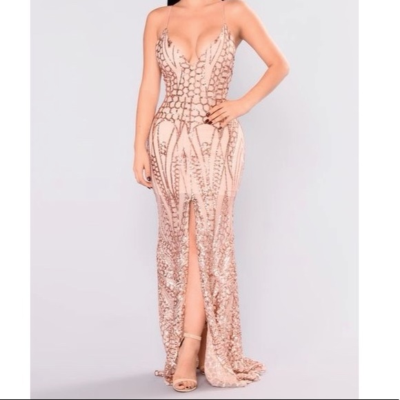 Fashion Nova Dresses & Skirts - Formal Rose Gold Sequin Dress